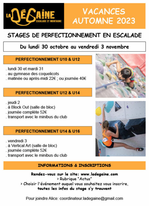 stage perfectionnement escalade automne 2023