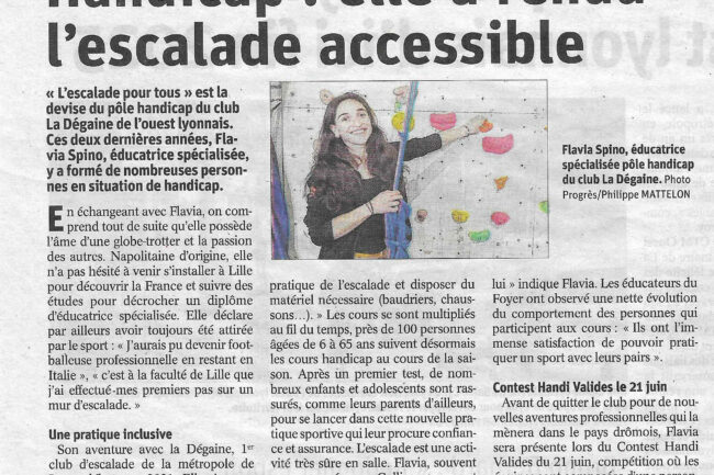 Pôle Handi valides : article du Progrès