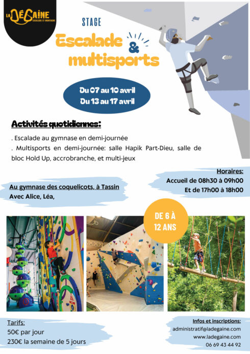 Stage escalade et multisports avril 2026