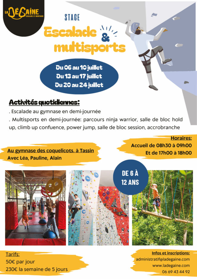 Stage escalade et multisports juillet 2026 Stage escalade et multisports juillet 2026