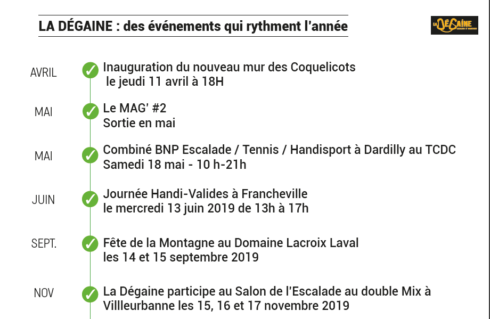 CALENDRIER EVENEMENTS LA DEGAINE 2019