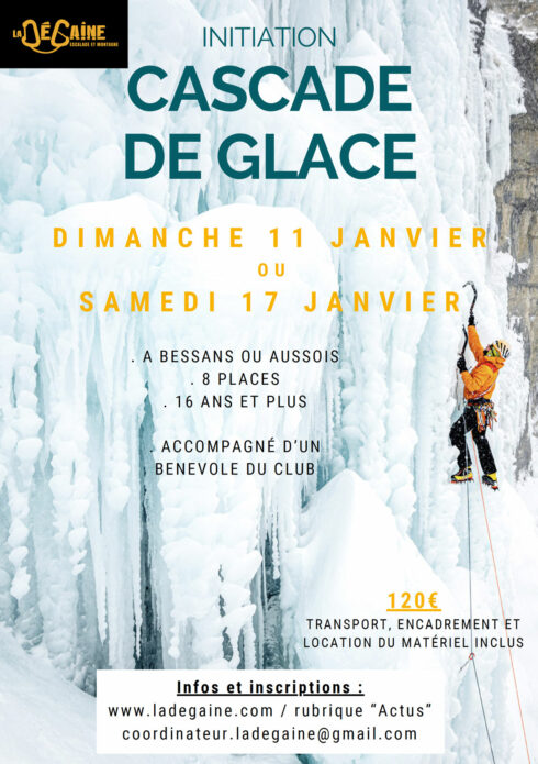 initiation cascade de glace pour les adultes avec la Dégaine