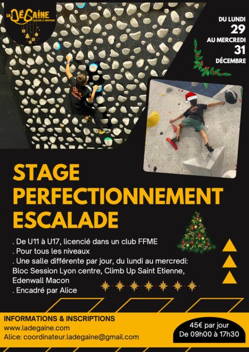 Stage perfectionnement escalade tous niveaux dès U11 !