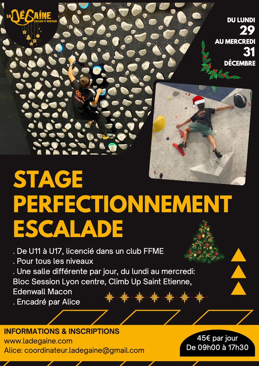 Stage perfectionnement escalade tous niveaux dès U11 ! Stage perfectionnement escalade tous niveaux dès U11 !