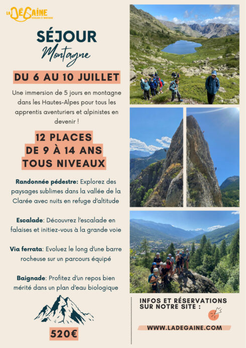 séjour montagne du lundi 6 au vendredi 10 juillet 2026