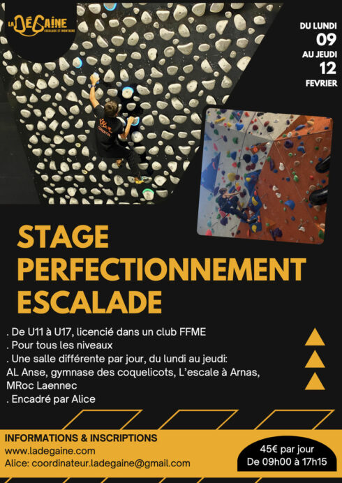 Stage escalade en février 2026 à la Dégaine