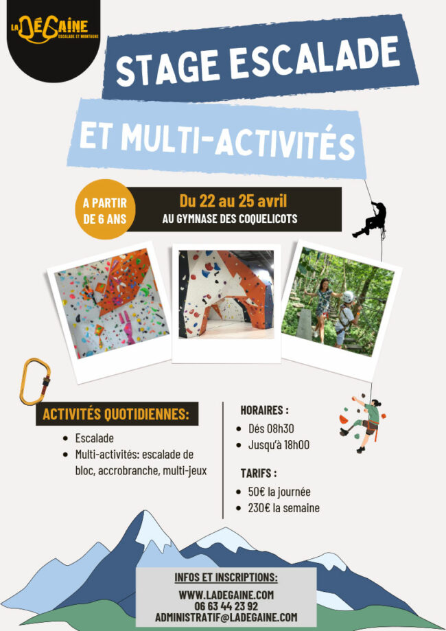 Du 22 au 25 avril : stage multi-activités printemps 2025 ! Du 22 au 25 avril : stage multi-activités printemps 2025 !