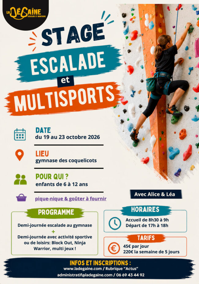 Stage escalade et multisports en automne 2026 !