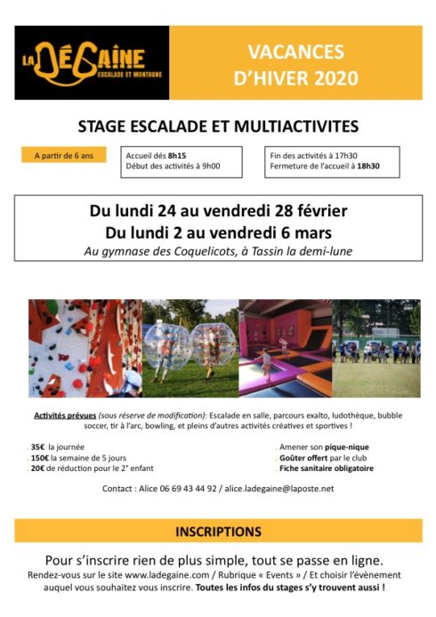 Stage escalade et multi activités