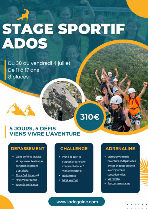 stage sportif ados - juillet 2025