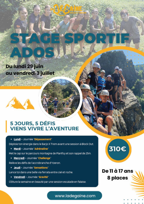 stage sportif ados - juillet 2026