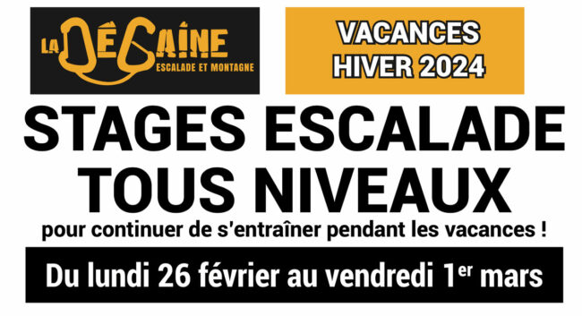 Les stages escalade tous niveaux, vacances hiver 2024 Les stages escalade tous niveaux, vacances hiver 2024
